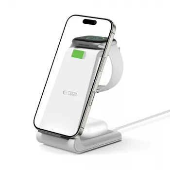 TECH-PROTECT QI15W-A36 3-in-1 bezdrôtová nabíjačka pre Apple biela