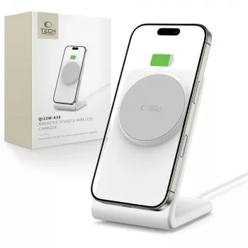 TECH-PROTECT QI15W-A38 magnetická MagSafe bezdrôtová nabíjačka biela