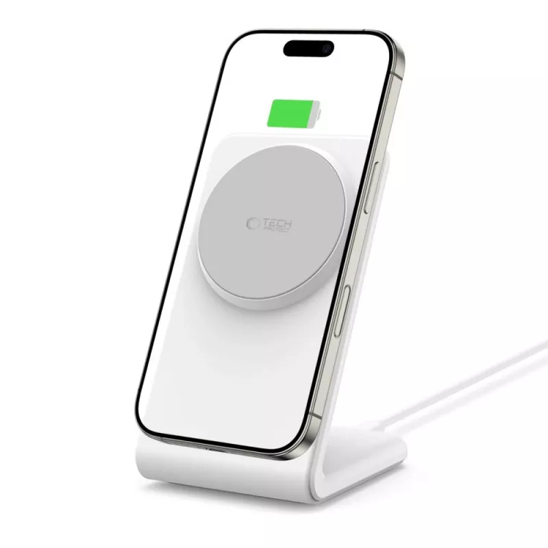 TECH-PROTECT QI15W-A38 magnetická MagSafe bezdrôtová nabíjačka biela