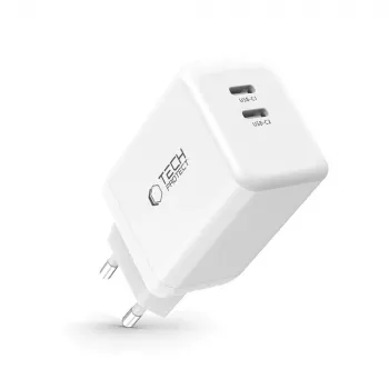TECH-PROTECT NC45W-GAN 2-portová sieťová nabíjačka PD 45W biela