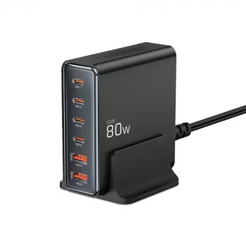 Tech-Protect DC80W-GAN 6-PORT GaN 80W USB-C nabíjačka čierna