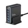 TECH-PROTECT DC140W-GAN 5-portová stolová nabíjačka PD 140W / QC3.0 čierna