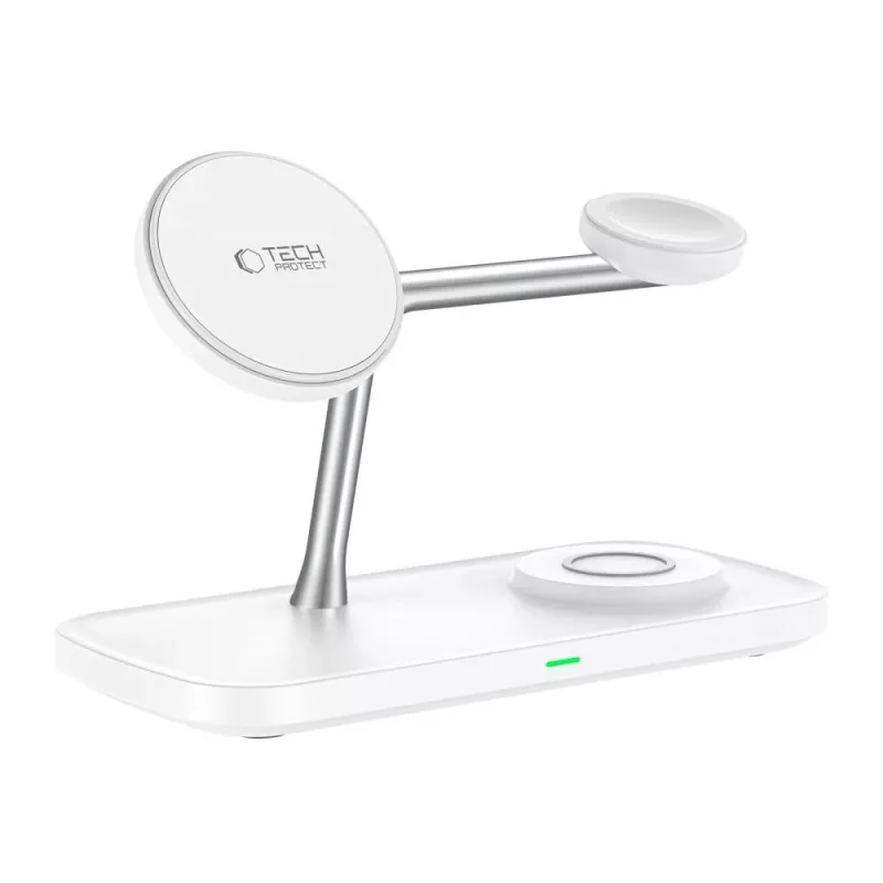 TECH-PROTECT QI15W-A45 3-in-1 magnetická MagSafe bezdrôtová nabíjačka biela