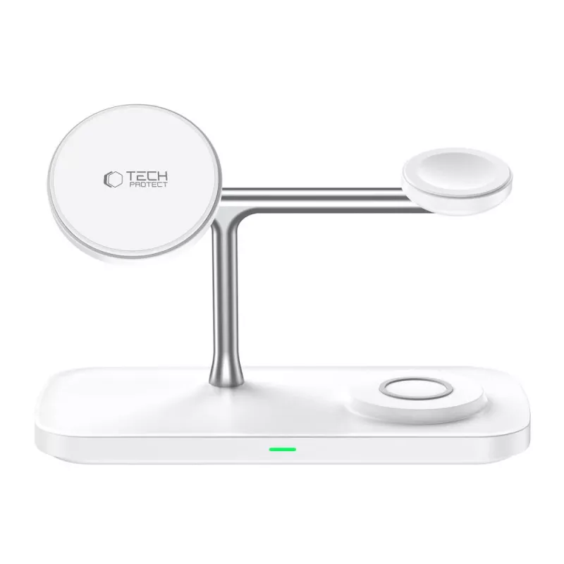 TECH-PROTECT QI15W-A45 3-in-1 magnetická MagSafe bezdrôtová nabíjačka biela
