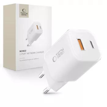 TECH-PROTECT NCM33 2-portová sieťová nabíjačka PD 33W / QC3.0 biela