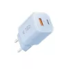 TECH-PROTECT NCM33 2-portová sieťová nabíjačka PD 33W / QC3.0 baby blue