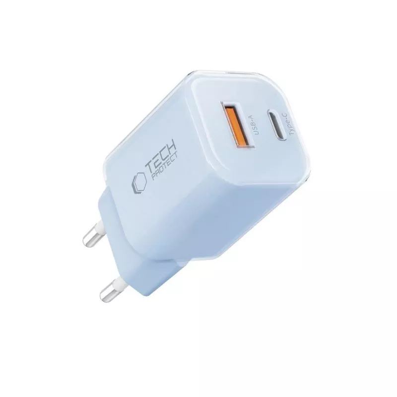 TECH-PROTECT NCM33 2-portová sieťová nabíjačka PD 33W / QC3.0 baby blue