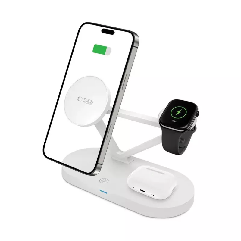Tech-Protect QI15W-A41 3IN1 MagSafe bezdrôtová nabíjacia stanica biela