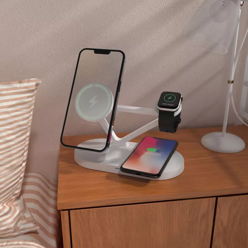 Tech-Protect QI15W-A41 3IN1 MagSafe bezdrôtová nabíjacia stanica biela