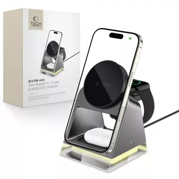 Tech-Protect QI15W-A43 3IN1 MagSafe bezdrôtová nabíjacia stanica čierna