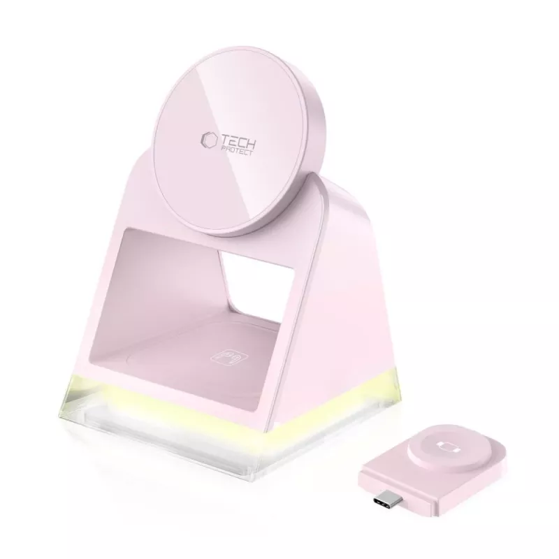 Tech-Protect QI15W-A43 3IN1 MagSafe bezdrôtová nabíjacia stanica ružová