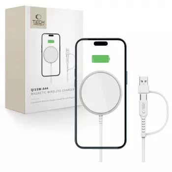 Tech-Protect QI15W-A44 MagSafe bezdrôtová nabíjačka biela