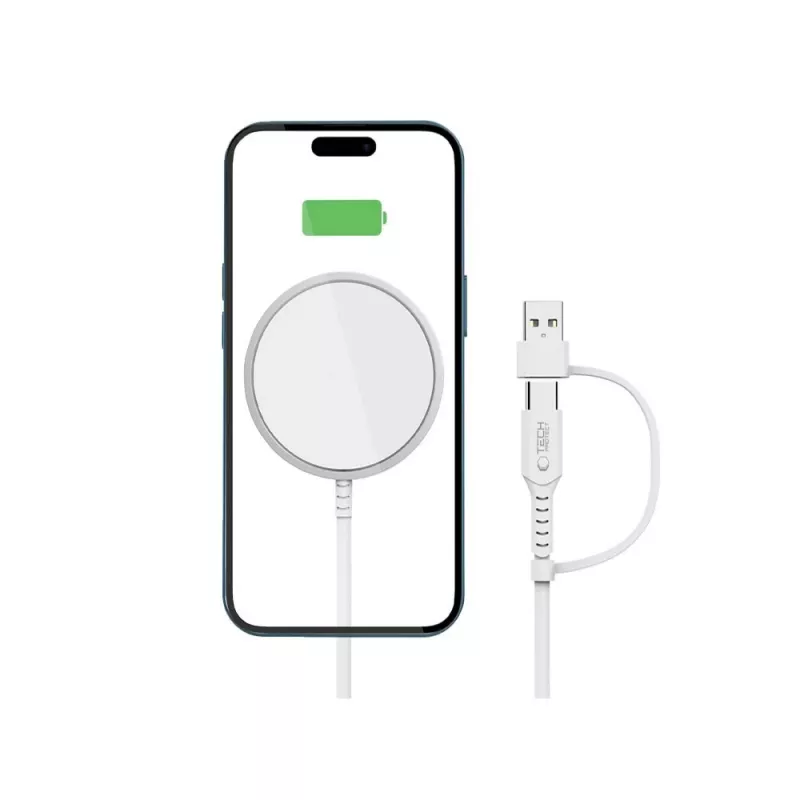 Tech-Protect QI15W-A44 MagSafe bezdrôtová nabíjačka biela