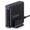 TECH-PROTECT DC240W-GAN 6-portová stolná nabíjačka PD 240W / QC3.0 čierna