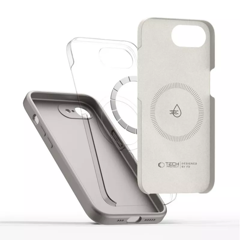Tech-Protect Silicone MagSafe puzdro pre Apple iPhone 16E / 17E, kamenná sivá