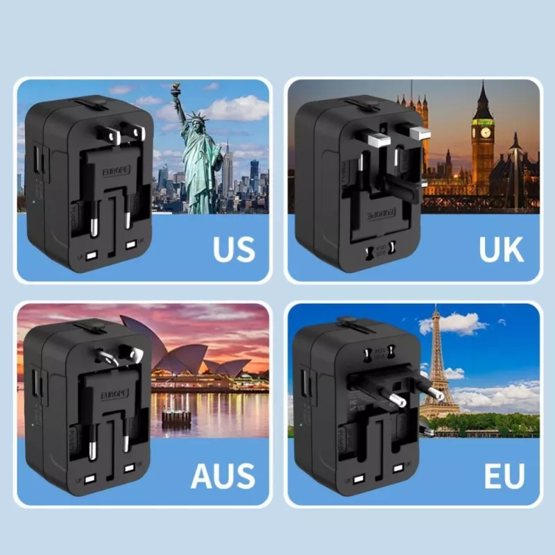 TECH-PROTECT TA300 cestovný adaptér EU / UK / US / AU čierny