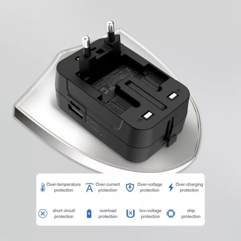 TECH-PROTECT TA300 cestovný adaptér EU / UK / US / AU čierny