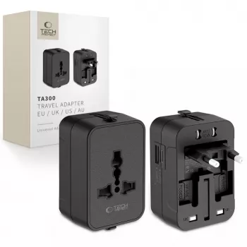 TECH-PROTECT TA300 cestovný adaptér EU / UK / US / AU čierny