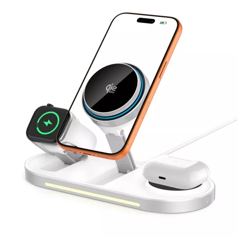 TECH-PROTECT A51 ARCTICBOOST 3-in-1 Magnetic MagSafe bezdrôtová nabíjačka 25W Qi2.2 biela