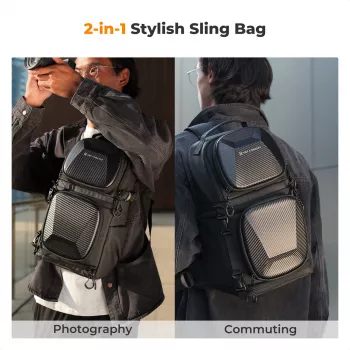 K&F Concept cez rameno fotoaparát taška 10L crossbody DSLR fotoaparát taška čierna KF13.176