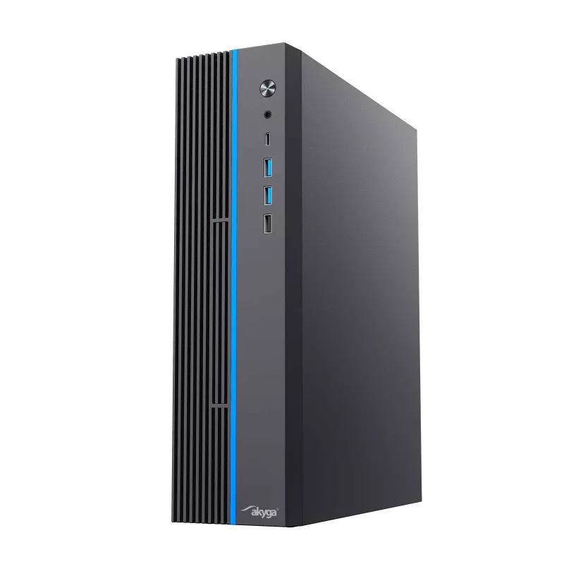 Akyga AK-302-01BL SFF PC skriňa, Micro-ATX / Mini-ITX, USB-C + 2x USB 3.0 + USB 2.0, bez napájacieho zdroja, čierna