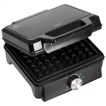 Adler AD 3088 vaflovač na 2 veľké vafle, 1600 W (max. 2000 W), nepriľnavé platne, nastaviteľná teplota, čierny (AD 3088)