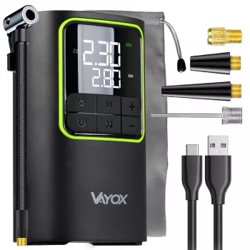 VAYOX VA0409 nabíjacia vzduchová pumpa 4000mAh valec 19mm digitálny hustilka pneumatík
