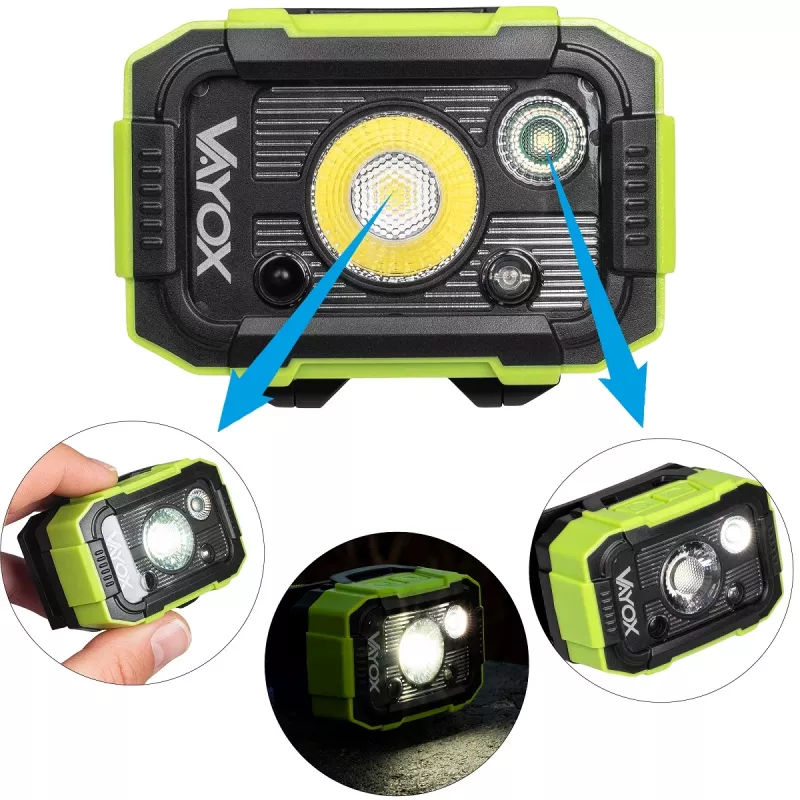 VAYOX DUAL HAMMER 500lm Pro Series nabíjacia čelová lampa VA0415
