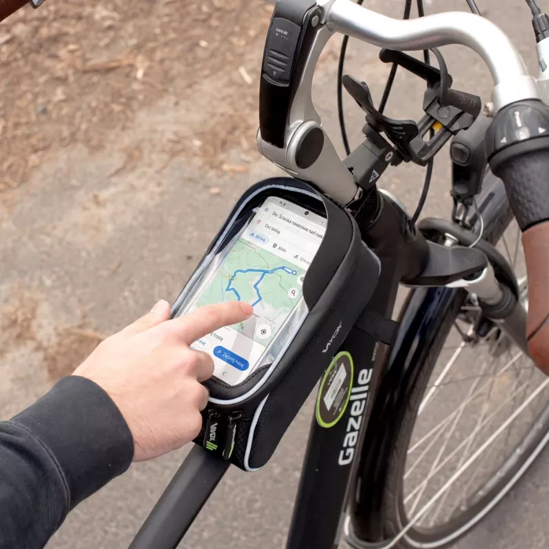 Vayox VA0450 cyklistická rámová taška s dvomi taškami a priehradkou na telefón, čierna