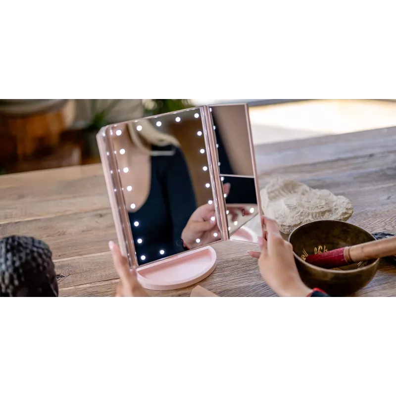 Humanas HS-ML04 LED make-up zrkadlo s osvetlením - ružové