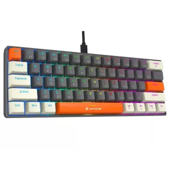 Tracer GameZone Claws 61 káblová mechanická herná klávesnica, 60% rozloženie, modré spínače, RGB podsvietenie, sivá