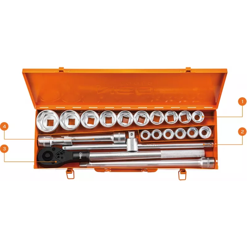 NEO TOOLS nástrčné hlavice 3/4