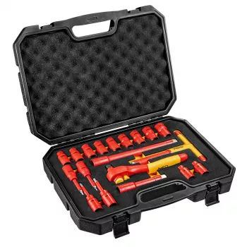 NEO TOOLS 1000V Izolovaná sada nástrčných kľúčov, 19 dielov, 1/2 palca pohon, chróm-vanádiová oceľ, VDE certifikované