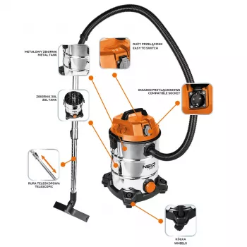 NEO TOOLS Vysávač 1400W, 30L