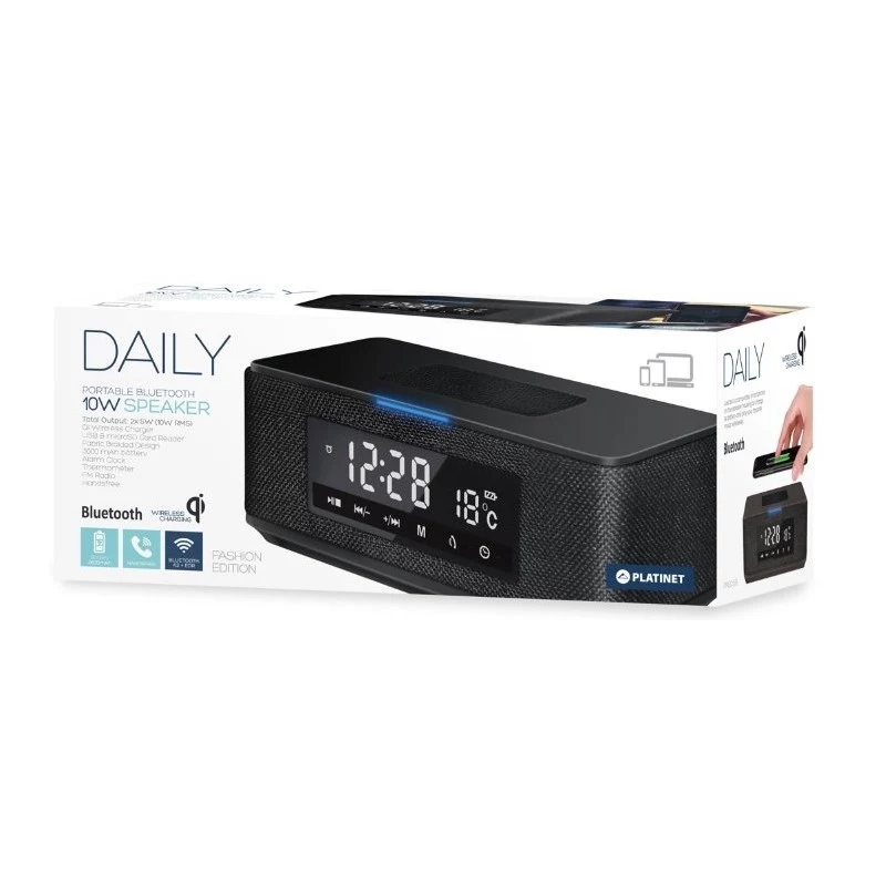 Platinet PMGQ15B - 10W bezdrôtový prenosný stereo reproduktor - čierny - LCD displej