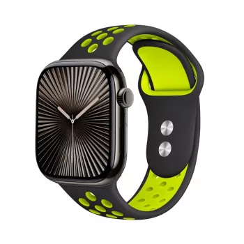 Crong Duo Sport Náramok pre Apple Watch 38/40/41/42 mm (čierna/limetkovo-zelená)
