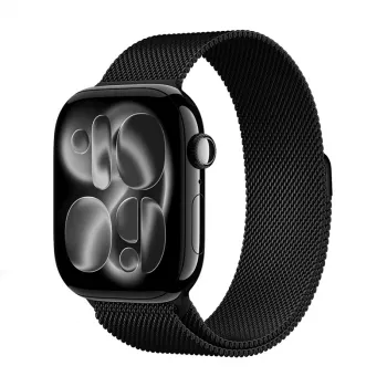 Crong Milano Steel Nerezový Milanese Loop náramok pre Apple Watch 38/40/41/42 mm (čierny)