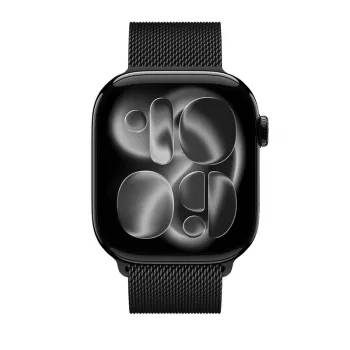 Crong Milano Steel Nerezový Milanese Loop náramok pre Apple Watch 38/40/41/42 mm (čierny)