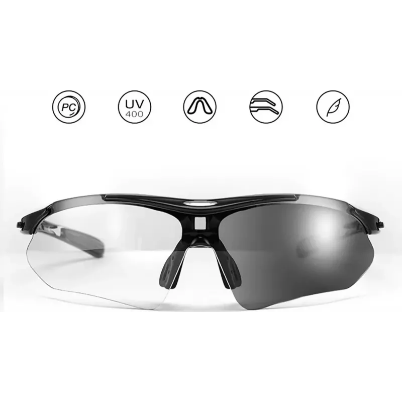 ROCKBROS fotochromatické cyklistické okuliare UV400 TR90 rám - čierne