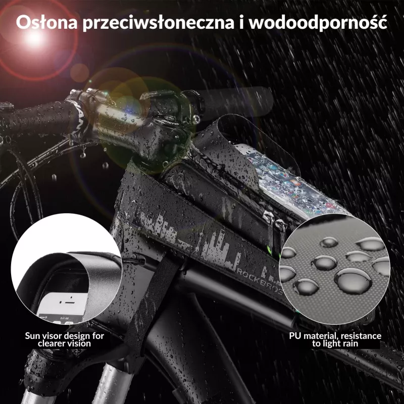 ROCKBROS cyklistická rámová taška 029-1BK s puzdrom na telefón - čierna