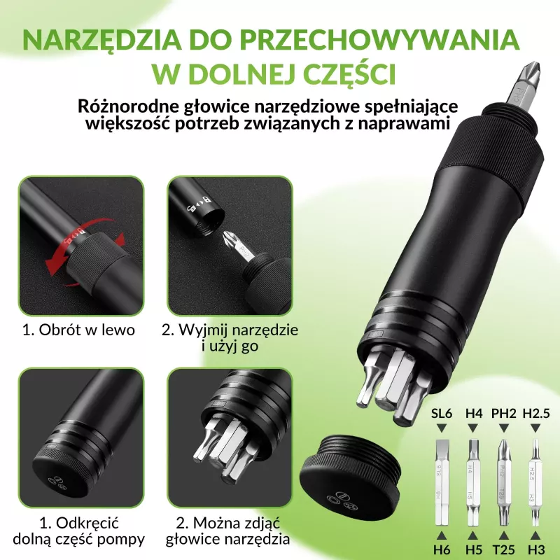 ROCKBROS ručná cyklistická pumpa 42320010001 so skrutkovačom - čierna