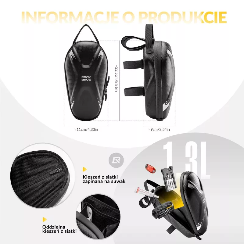 ROCKBROS Taška na riadidlá 1,3 L čierna 3011006301