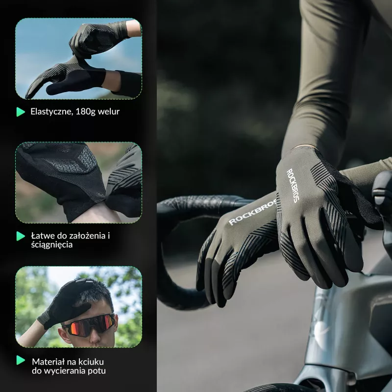 ROCKBROS Cyklistické rukavice bez prstov veľkosť L zeleno-čierne
