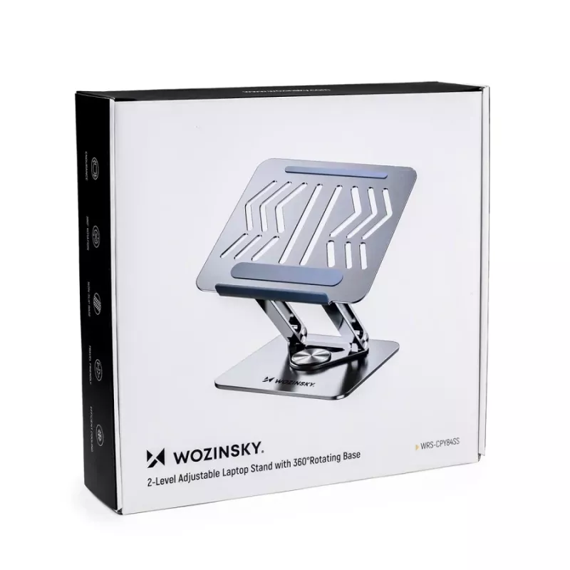 Wozinsky 360° strieborný stojan na notebook s držiakom na telefón