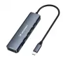 WOZINSKY WHBC10Y4S USB-C hub 6-in-1 multifunkčný hliníkový s 15 cm káblom - sivý