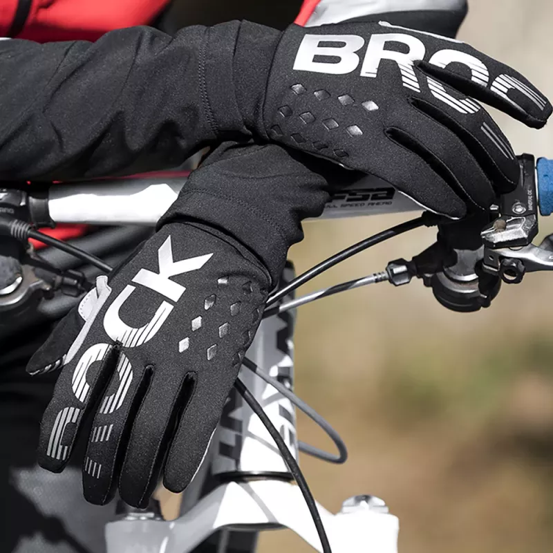 ROCKBROS Termické dlhé cyklistické rukavice XXL čierna sivá
