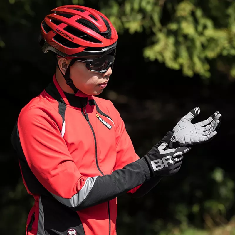 ROCKBROS Termické dlhé cyklistické rukavice XXL čierna sivá
