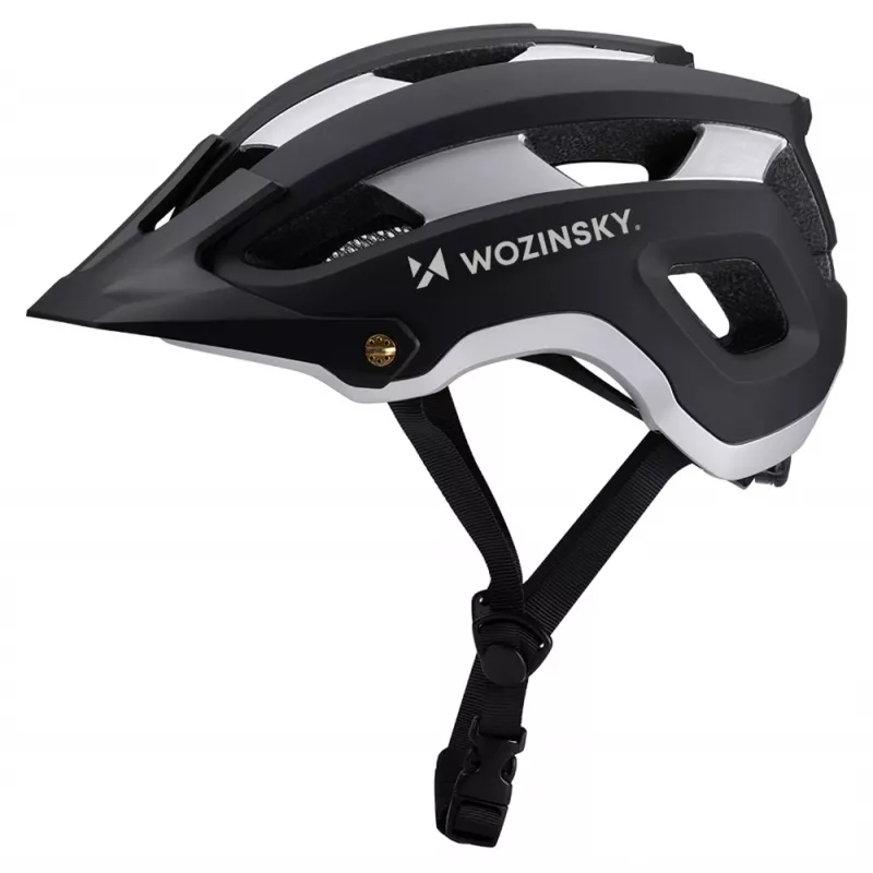 Wozinsky MTB prilba s odnímateľným štítom, ľahká, 57-62 cm, čierno-strieborná