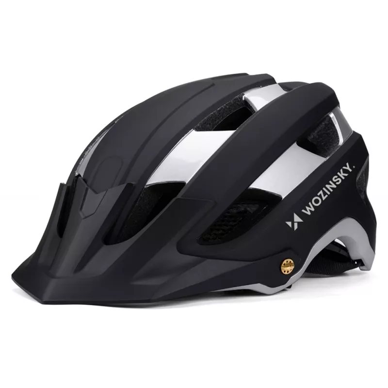 Wozinsky MTB prilba s odnímateľným štítom, ľahká, 57-62 cm, čierno-strieborná