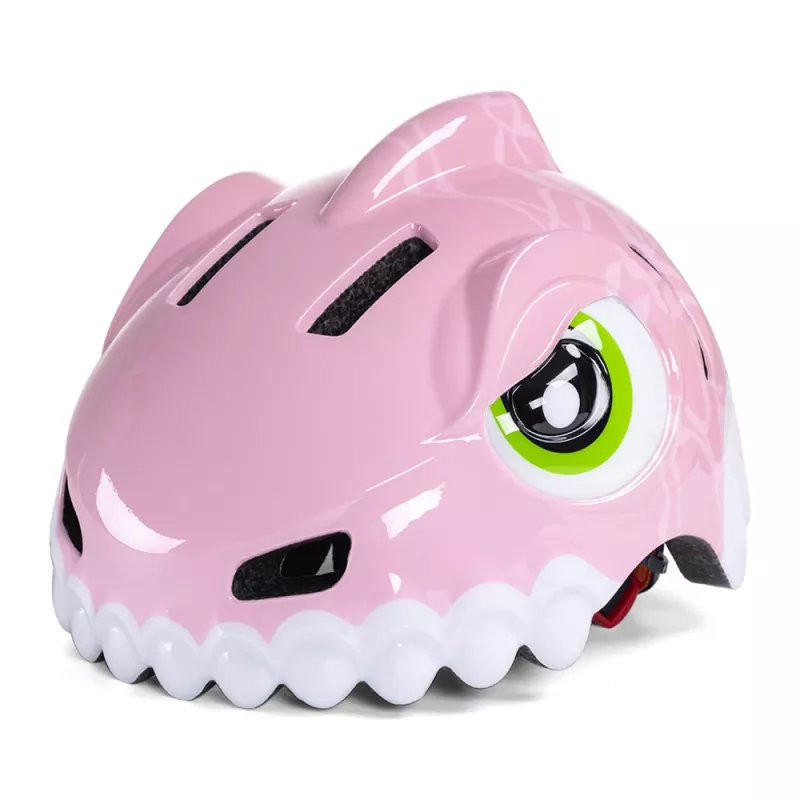 WOZINSKY detská cyklistická prilba s motívom dinosaura 52-56 cm ružová